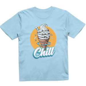 Kids Blue Ice Cream Chill Summer Holiday Beach Vacation T-Shirt Cool