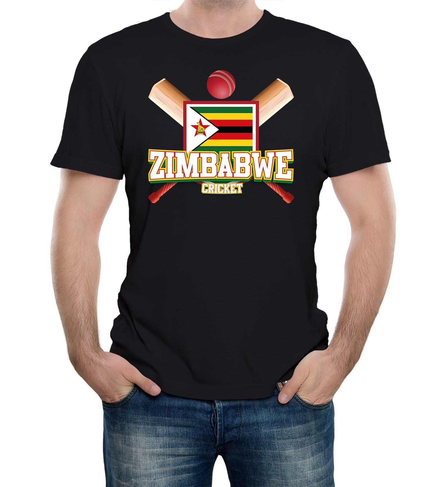 Mens Zimbabwe Cricket Supporter Flag T-shirt World Cup Twenty Test