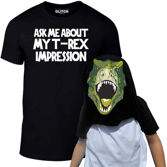 Reality Glitch Kids Ask Me About My T-Rex Flip Funny Dinosaur Tshirt