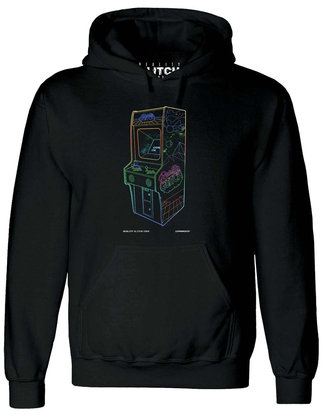 Mens 1 UP Neon Retro Arcade Hoodie T-shirt Classic Retro Video Games ...