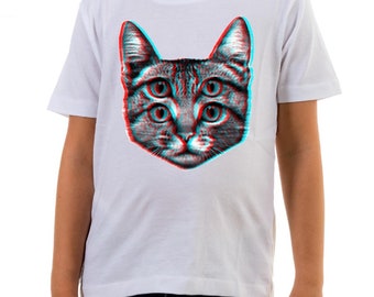 Reality Glitch 3D Cat Kids T-Shirt