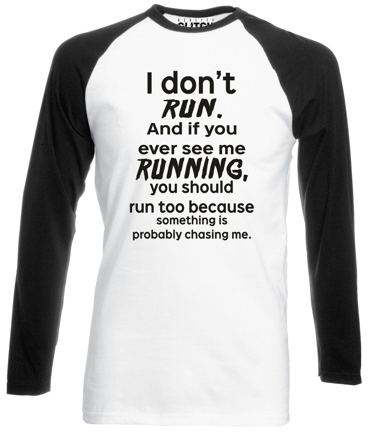 Image of Mens I Don't Run Baseball Shirt - Long Sleeve