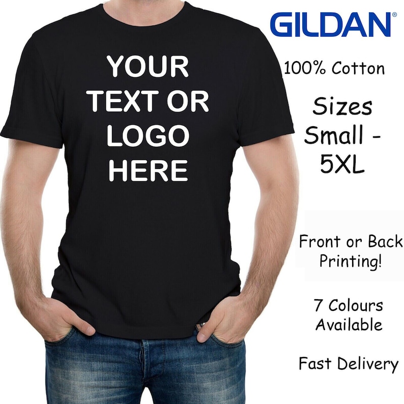 Custom Printed Men's Personalised Front and Back T-Shirt Photos and Text image 1