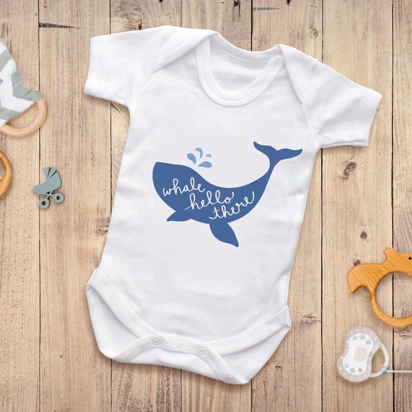 Kids Whale Hello There Babygrow Ocean Animals Sea Swim Planet Nature