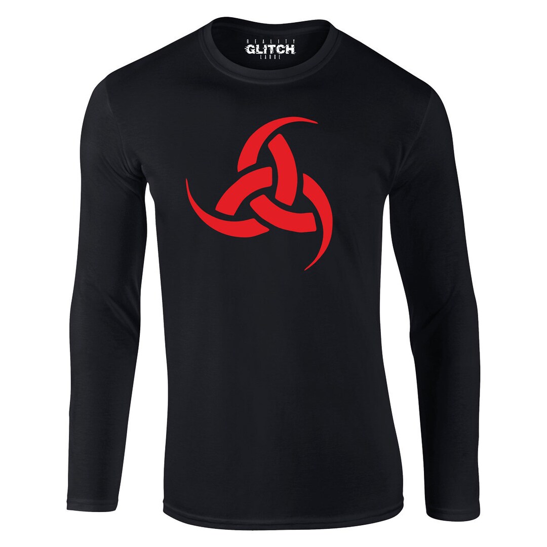 Reality Glitch Triple Horn Of Odin Long Sleeve T-Shirt For Men - Norse Mythology Graphic Tee