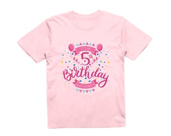 Kids It's My 5th Birthday T-Shirt Celebration Party Gift Girls Fifth
