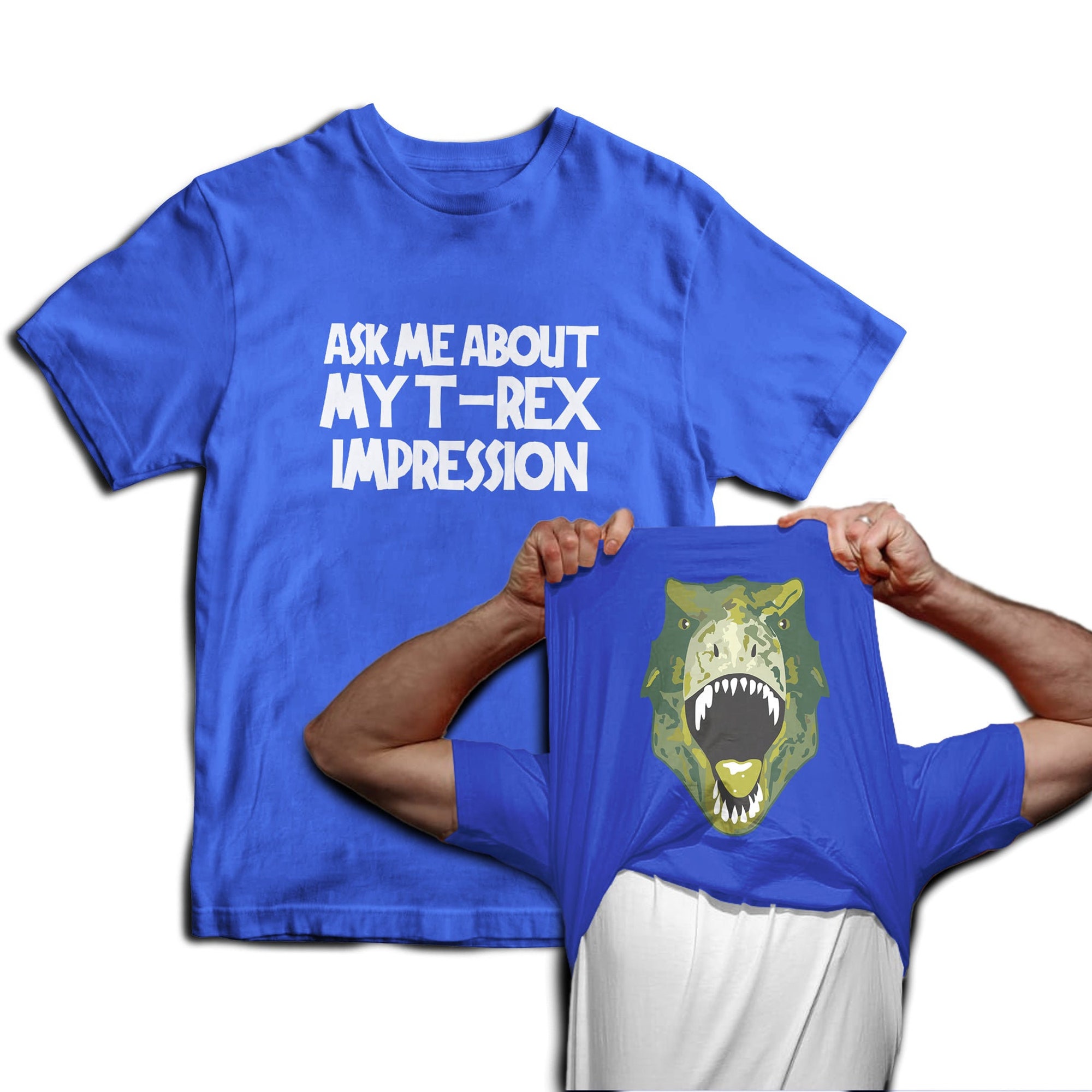 Discover Ask Me About My T-Rex Impression Dinosaur Flip Mens T-Shirt Jurassic Fancy Dress