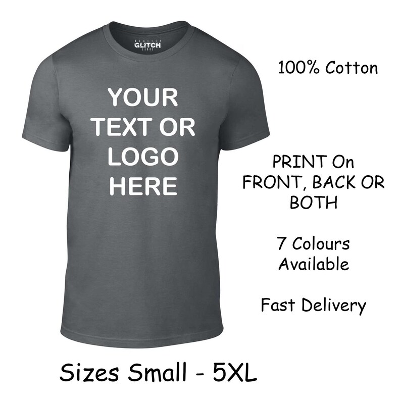 Custom Printed Men's Personalised Front and Back T-Shirt Photos and Text zdjęcie 6