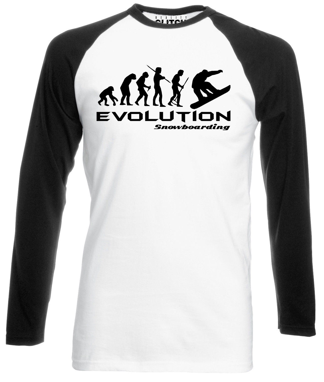 Image of Mens Evolution Of Snowboarding Baseball Shirt - Long Sleeve