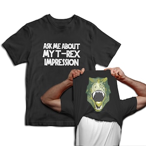 Ask Me About My T-Rex Impression Dinosaur Flip T-shirt pour homme Jurassic Déguisement image 1