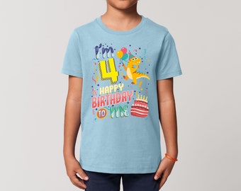 Kids I'm Four Happy Fourth Birthday T-Shirt Celebration Gift Boy Girl Party