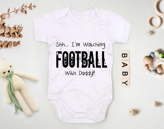 Kids Shh I'm Watching Football With Daddy Babygrow Funny Gift