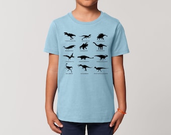 Kids Dinosaur Silhouettes T-Shirt T-Rex Velociraptor Jurassic Nature Science