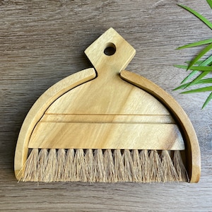 Diamond Shaped Handle Mini Wooden Dustpan with Brush | Eco Friendly Dustpan | Table Dustpan with Brush | Minimalist Home Decor
