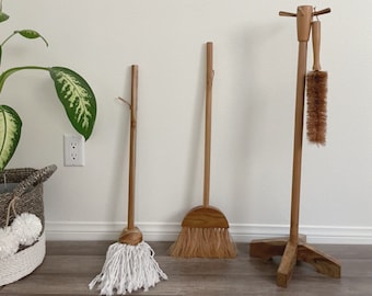 KIDS SIZE Zero Waste Cleaning Set | Kids Pretend Play Set | Eco Friendly Wooden Toys | Kids Wooden Play House Set | Wooden Play Kitchen Set