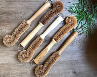 Hand Crafted Plastic Free Bottle Brush | Eco Friendly Baby Bottle Brush | Glass & Bottle Brush made from Reclaimed Wood and Coconut Bristles