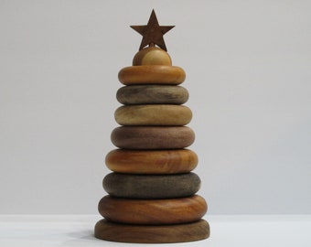 Handcrafted Teak Wood Baby Stacking Rings | Montessori Toy