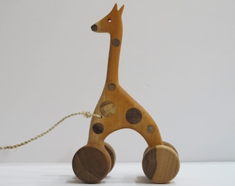 Wooden Pull Toy | Pull and Push Toy | Eco Friendly Wooden Toys | Wooden Giraffe | Jungle Animal Theme Nursery | Baby Nursery Decor