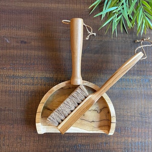 Rustic Style Mini Wooden Dustpan | Eco Friendly Dustpan Set | Wooden Table Dustpan | Natural Cleaning Tool | Tiny Home Decor