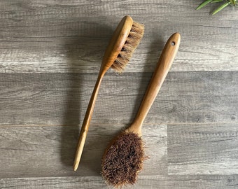 Curved Handle Shower Brush | Wet or Dry Body Brush | Back Scrubber | Skin Exfoliating Body Brush | Vegan Body Brush