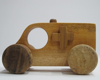 Wooden Ambulance Car | Wooden Push Toy with Wheels | Eco Friendly Wooden Toys | Play Pretend Toy | Baby Nursery Decor