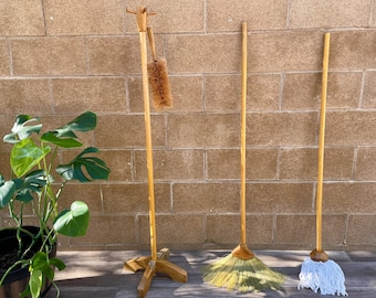 TALL SIZE Zero Waste Cleaning Set | Rustic Home & Apartment Decor | Eco Friendly Cleaning Tools | Eco Friendly Gift Set | Dustpan and Broom