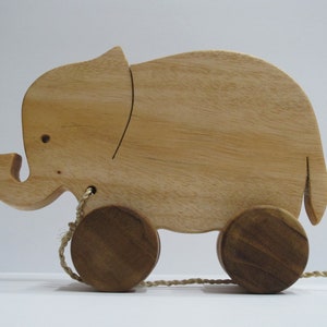 Wooden Pull Toy | Pull and Push Toy | Eco Friendly Wooden Toys | Wooden Elephant Toy | Jungle Animal Theme Nursery | Baby Nursery Decor