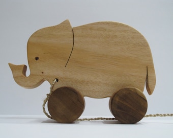 Wooden Pull Toy | Pull and Push Toy | Eco Friendly Wooden Toys | Wooden Elephant Toy | Jungle Animal Theme Nursery | Baby Nursery Decor
