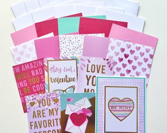 Valentines Day Card Making Kit, DIY Love Note Cards, Make Your Own Greeting Cards in Pastel Colors