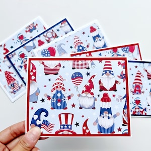 Cartes du 4 juillet avec des gnomes, cartes de voeux pour le jour de l'indépendance