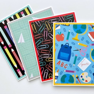 Cartes de correspondance scolaires faites main, rentrée des classes, cartes de rentrée scolaire pour enfants