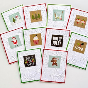 Lot de 10 belles cartes de Noël faites main