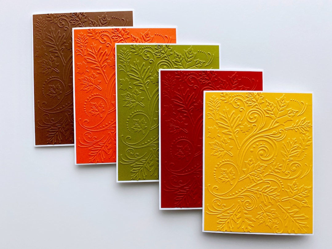 Handmade Embossed Fall Note Card Set: Autumn Greetings - Etsy