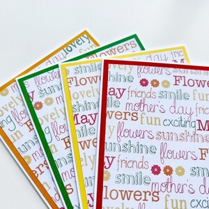 Jeu de cartes pour la fête des mères, cartes de correspondance de printemps, cartes de voeux faites main