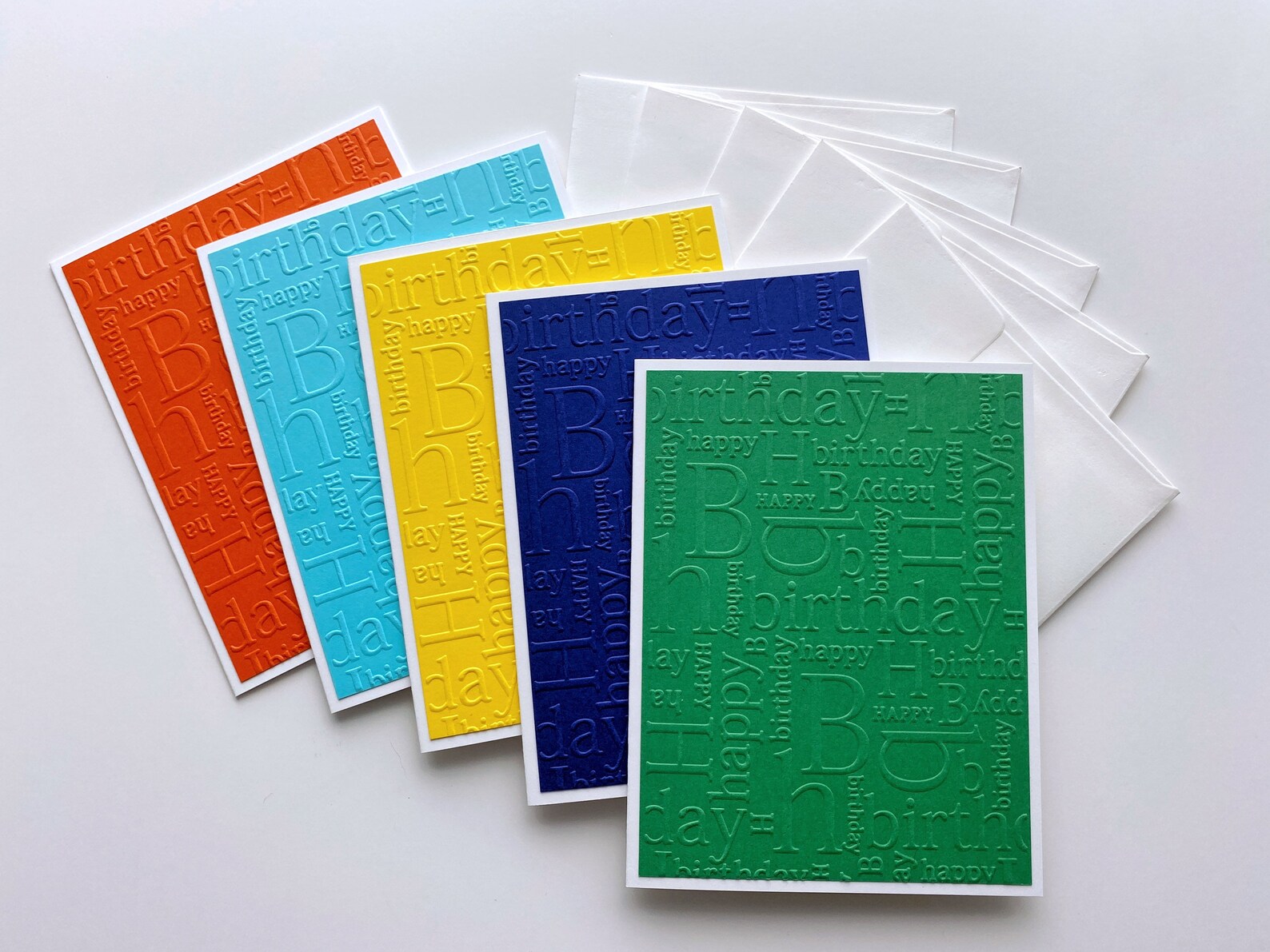 Happy Birthday Cards Handmade, Embossed Cards Set of 5 - Etsy