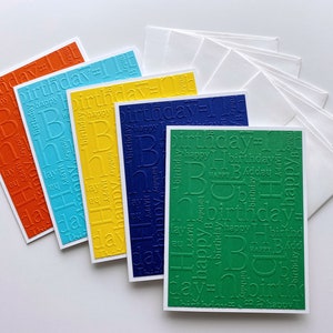 Happy Birthday Cards Handmade, Embossed Cards Set of 5 - Etsy