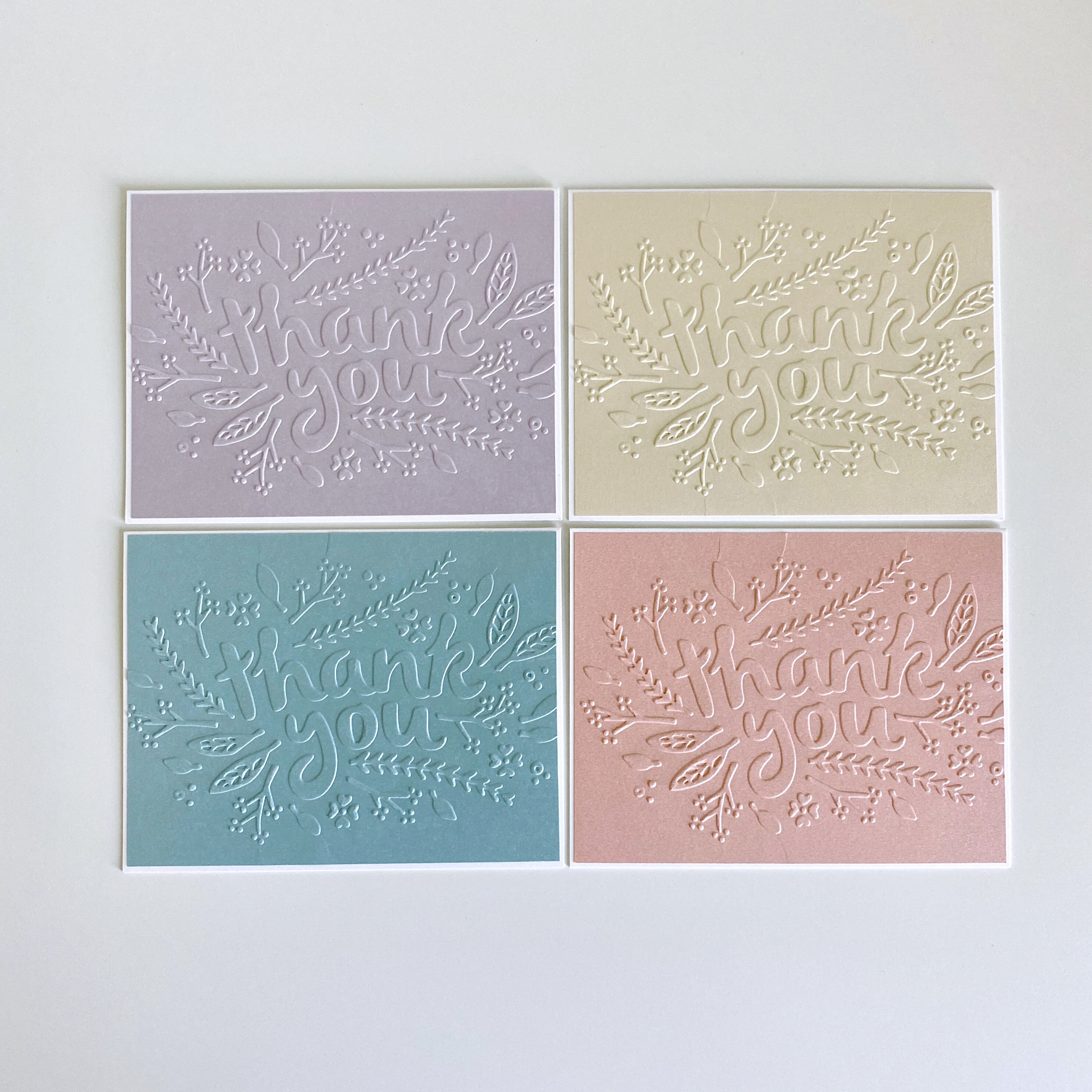 Embossed Thank You Cards Set of 4 Handmade Thank You Card | Etsy