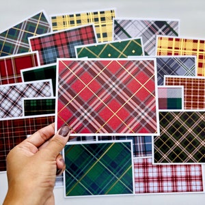 Cartes de Noël Coffret de 10 ou 20, Cartes de Notes de Noël à carreaux, Cartes de Noël faites à la main