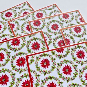 Jeu de cartes de Noël faites main avec des poinsettias rouges