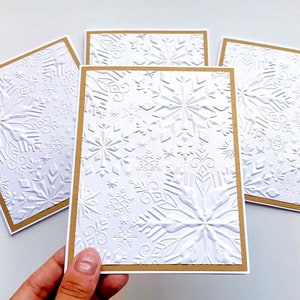 Cartes de Noël élégantes faites main en blanc et or