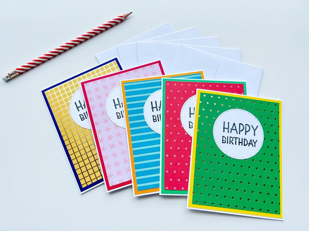 Handmade Happy Birthday Cards Set of 5 - Etsy