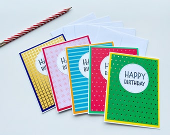 Happy Birthday Simple Greeting Cards - Set of 5 Handmade Cards With ...
