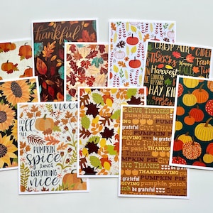 Lot de 10 cartes de vœux d'automne, cartes d'action de grâces faites main, paquet de cartes de voeux vierges