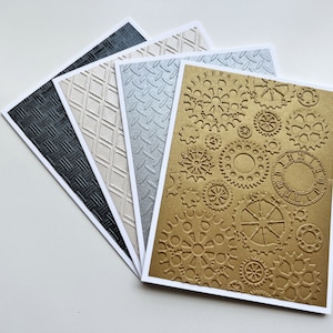 Masculine Cards, Blank Cards, Embossed Cards with Steampunk Gears, Handmade Cards Set
