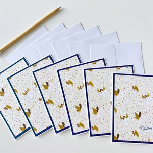Cartes de Noël religieuses avec des anges, cartes de vœux chrétiennes Silent Night