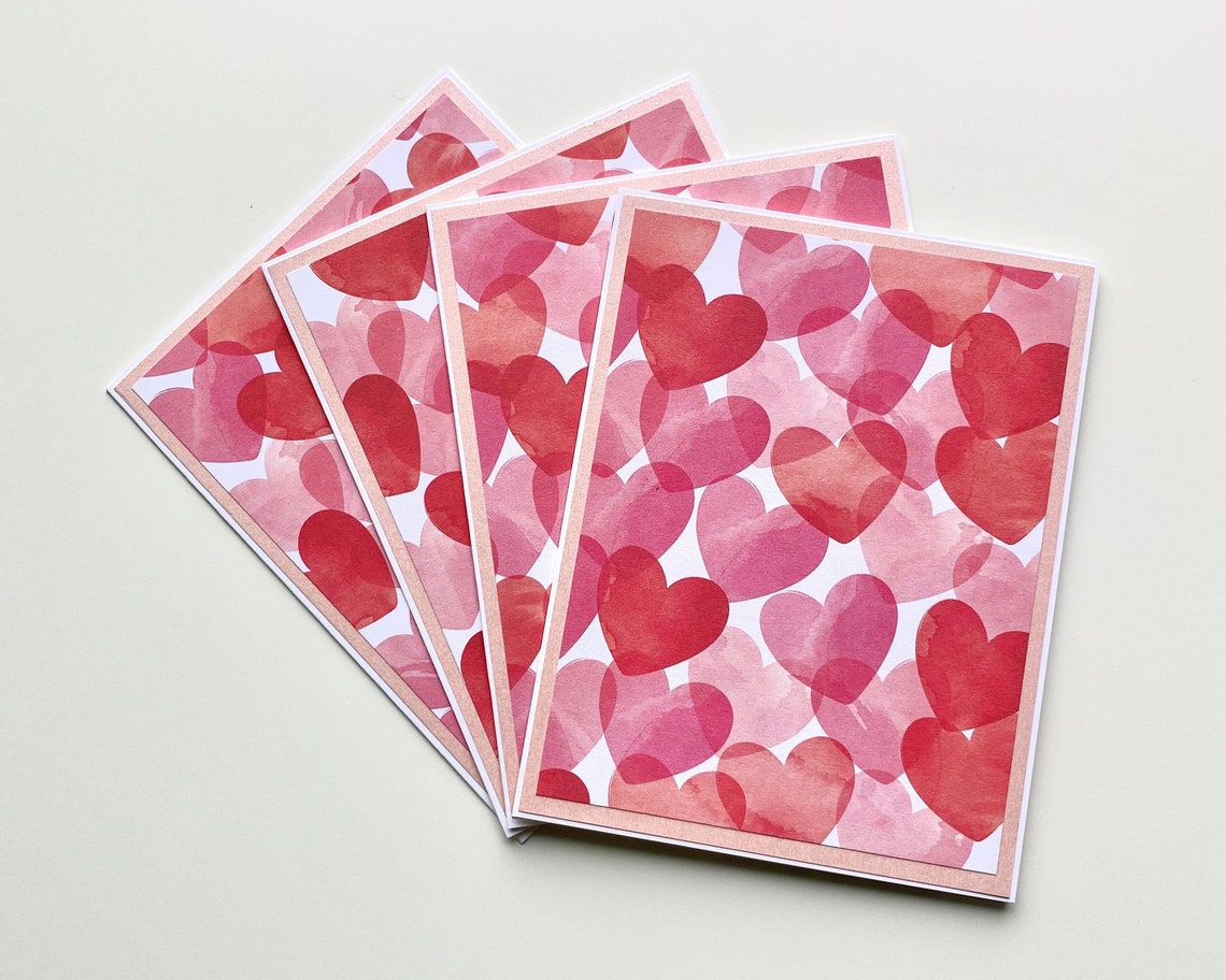 Love Note Cards Handmade Cards With Watercolor Hearts Etsy UK