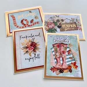 Lot de 4 cartes de voeux d'automne mignonnes citrouilles cartes de Thanksgiving faites main