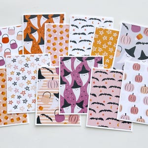 Cartes d'Halloween roses pour enfants, jeu de cartes de voeux pastel