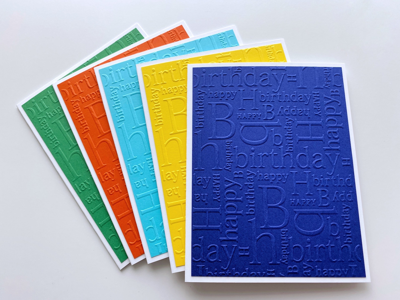 Happy Birthday Cards Handmade, Embossed Cards Set of 5 - Etsy
