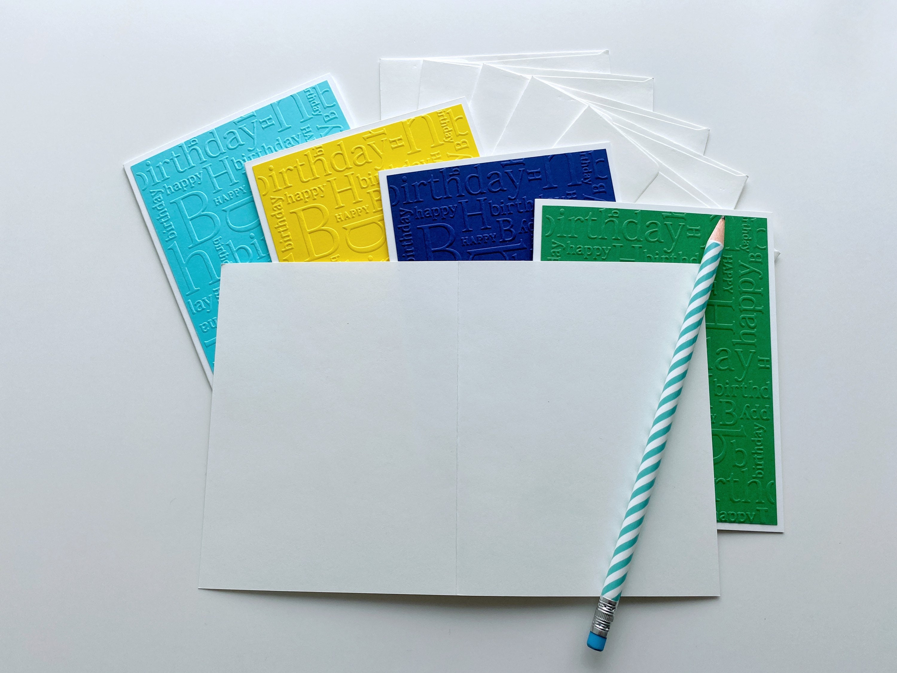 Happy Birthday Cards Handmade, Embossed Cards Set of 5 - Etsy